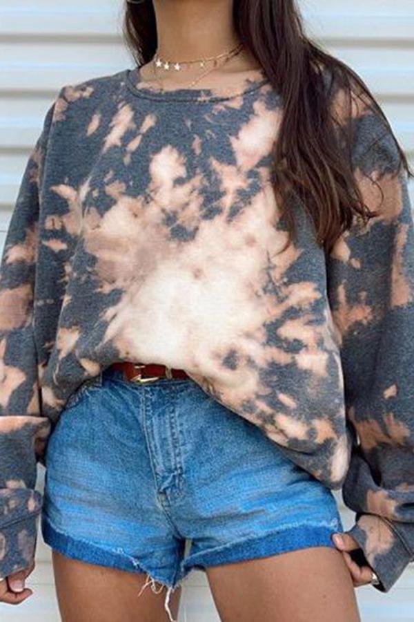 Tie-dye Print Long-sleeved Sweatshirt