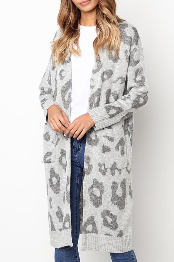 Trendy Leopard Sweater With Pockets Cardigan (4 Colors)