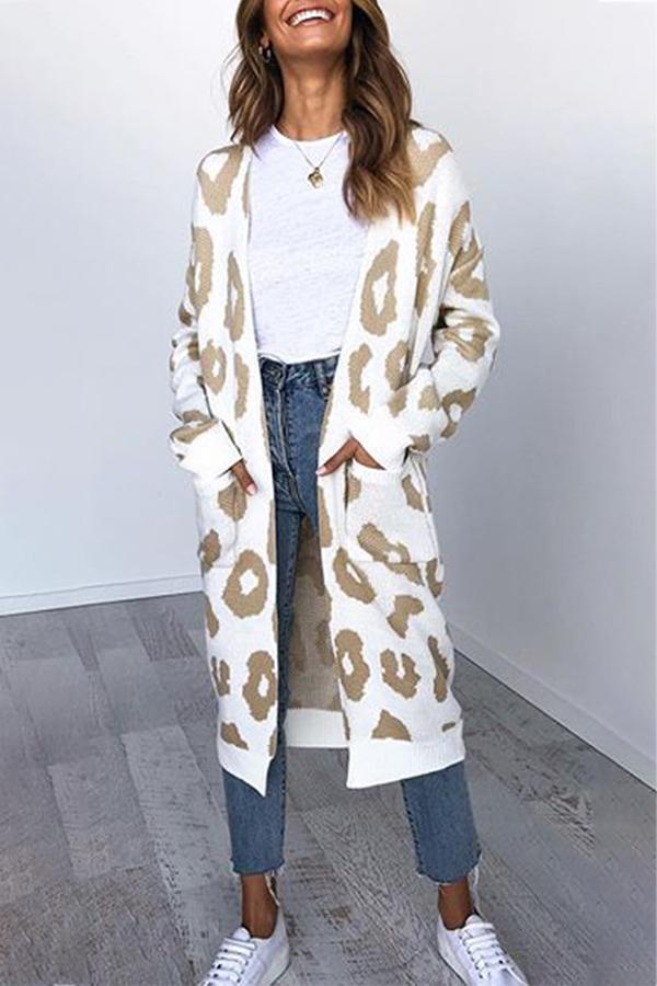 Trendy Leopard Sweater With Pockets Cardigan (4 Colors)