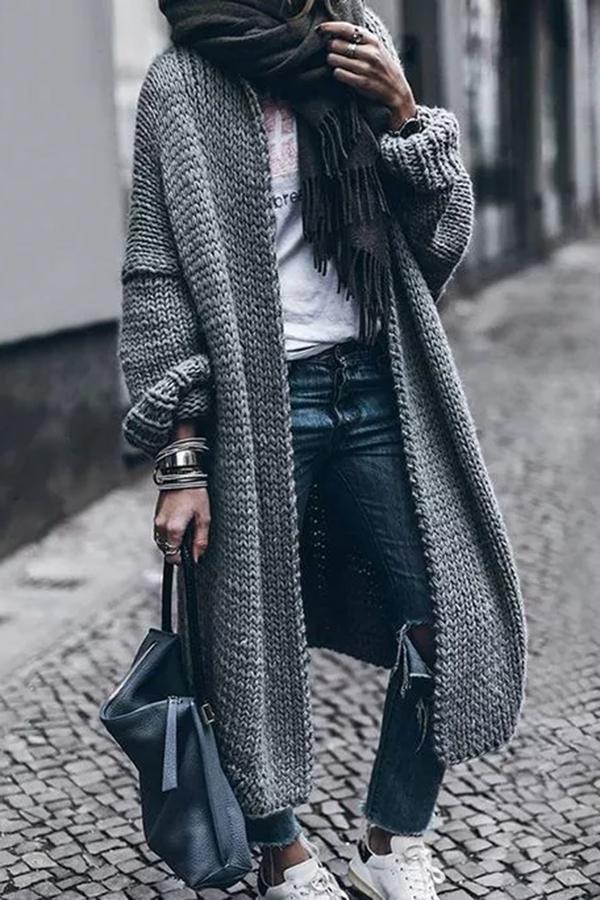 Boho Long Sleeve Solid Color Baggy Coat