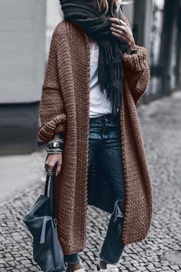 Boho Long Sleeve Solid Color Baggy Coat