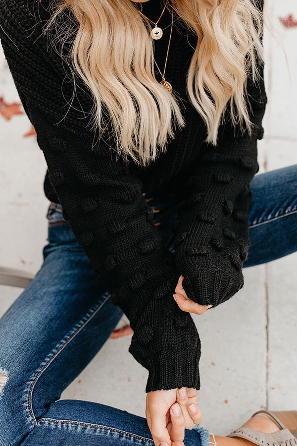 Solid Color Lantern Sleeve Round Neck Sweater