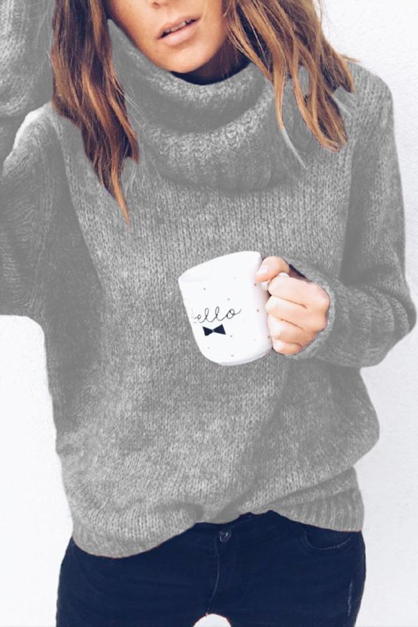 Solid Color Pile Collar Sweater