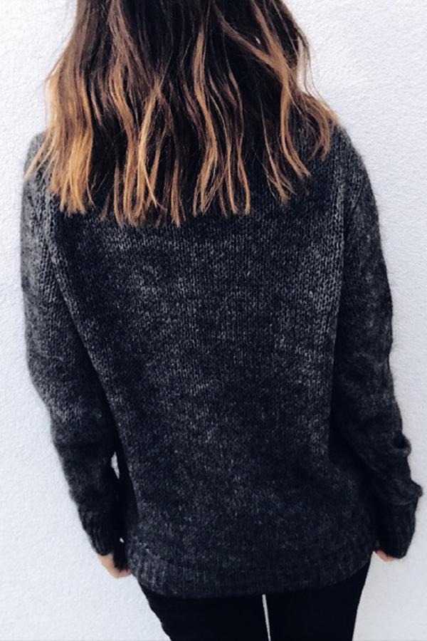 Solid Color Pile Collar Sweater