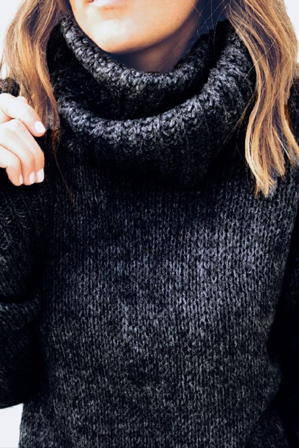 Solid Color Pile Collar Sweater