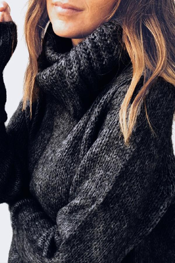 Solid Color Pile Collar Sweater