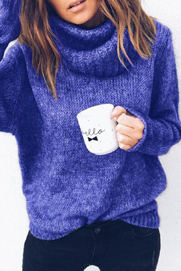 Solid Color Pile Collar Sweater