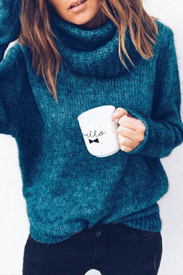 Solid Color Pile Collar Sweater