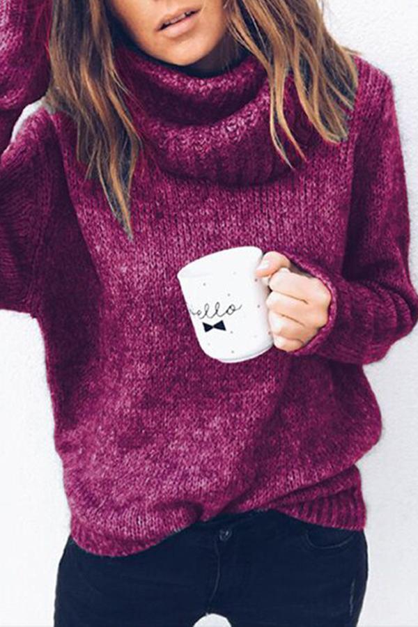 Solid Color Pile Collar Sweater