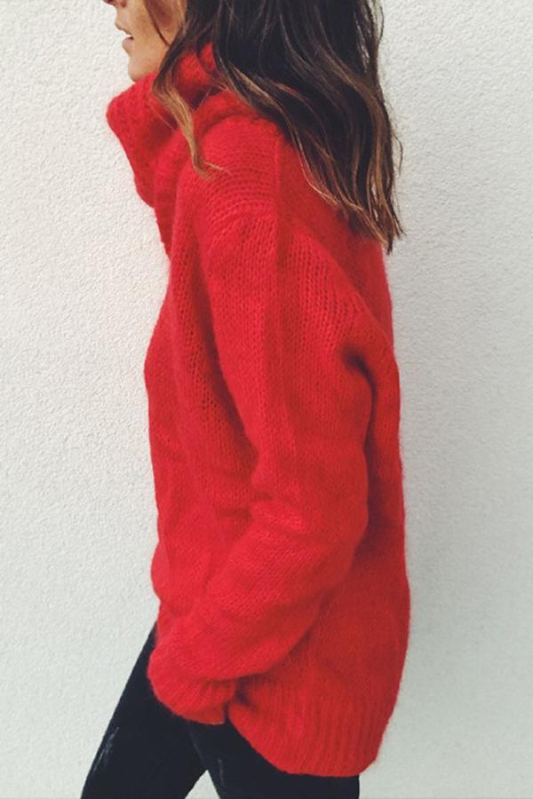 Solid Color Pile Collar Sweater