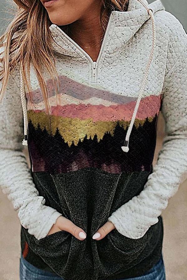 Morden Mandarin Collar Hooded Sweatshirt