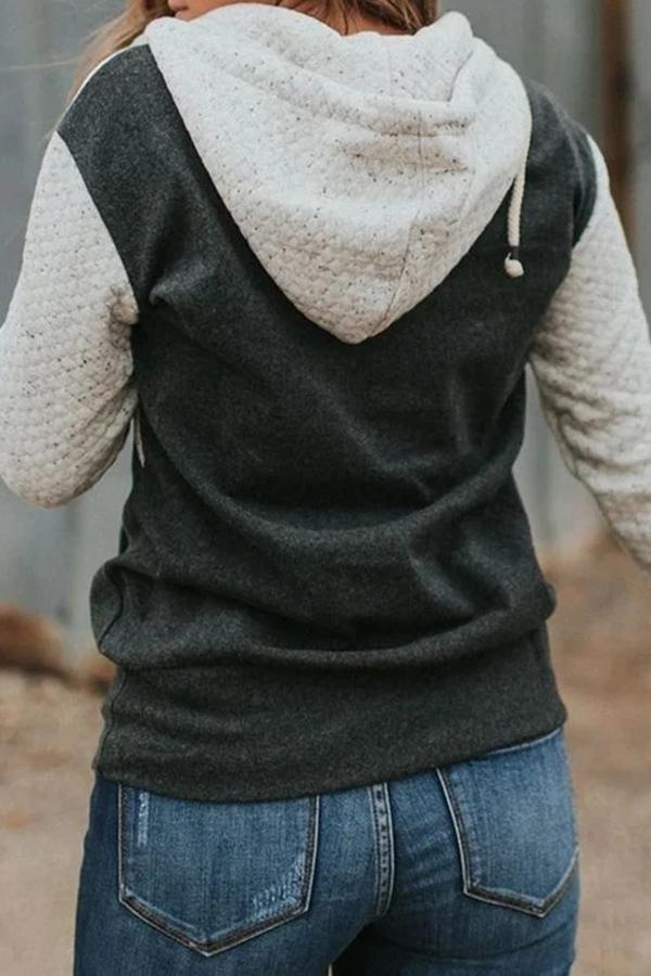 Morden Mandarin Collar Hooded Sweatshirt