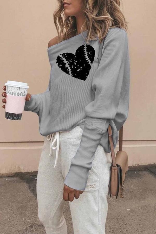 Baseball Print Off Shoulder Sweatshirt