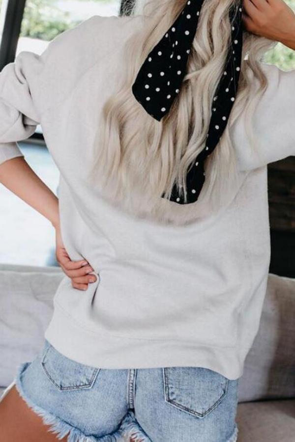 Elk Print Round Collar Sweatshirt