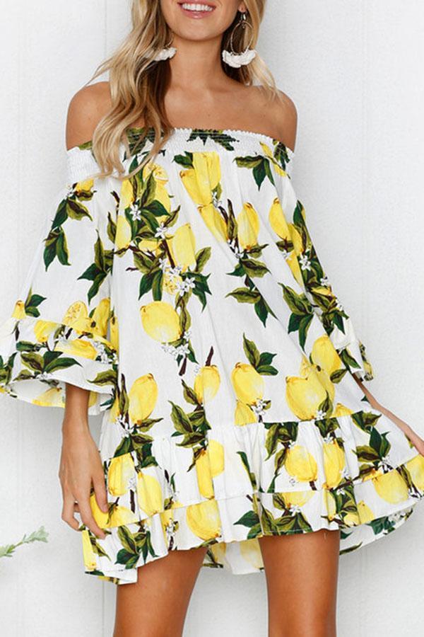 Off The Shoulder Ruffled Beach Mini Dress (2 Colors)