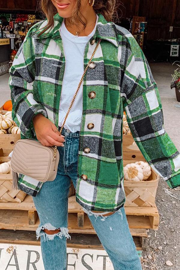 Tartan Casual Wear Polyester Coat