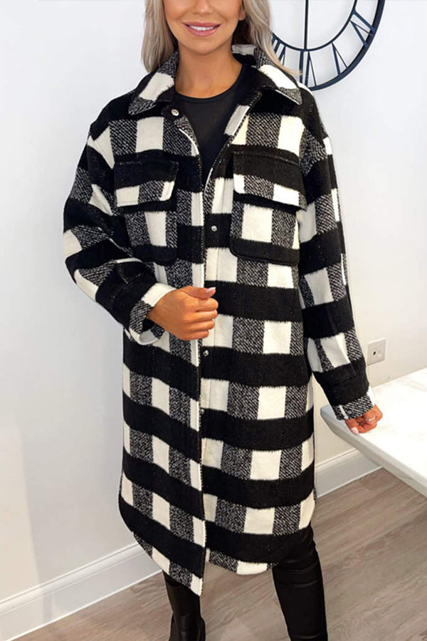 Lapel Casual Loose Plaid Jacket