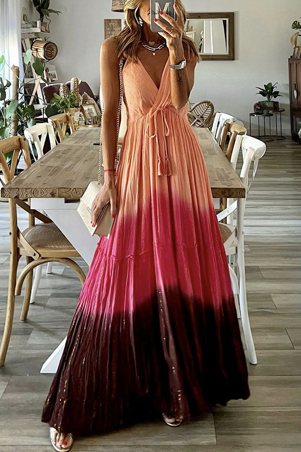 Summer In Malibu Gradient Print Maxi Dress