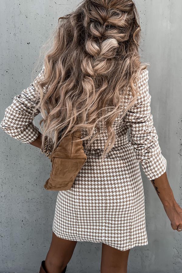 Houndstooth Button Down Blazer Dress