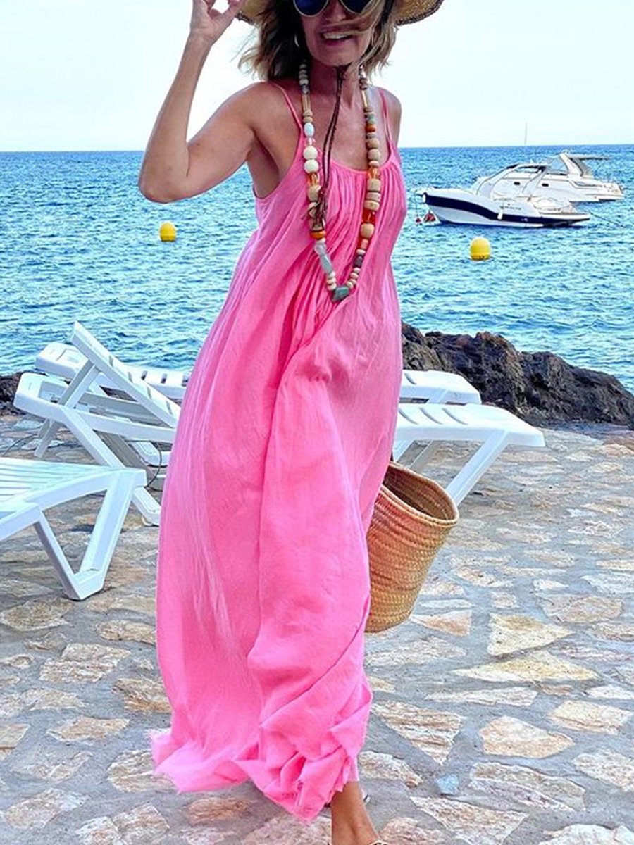 Sleeveless A-line Vacation Maxi Dress