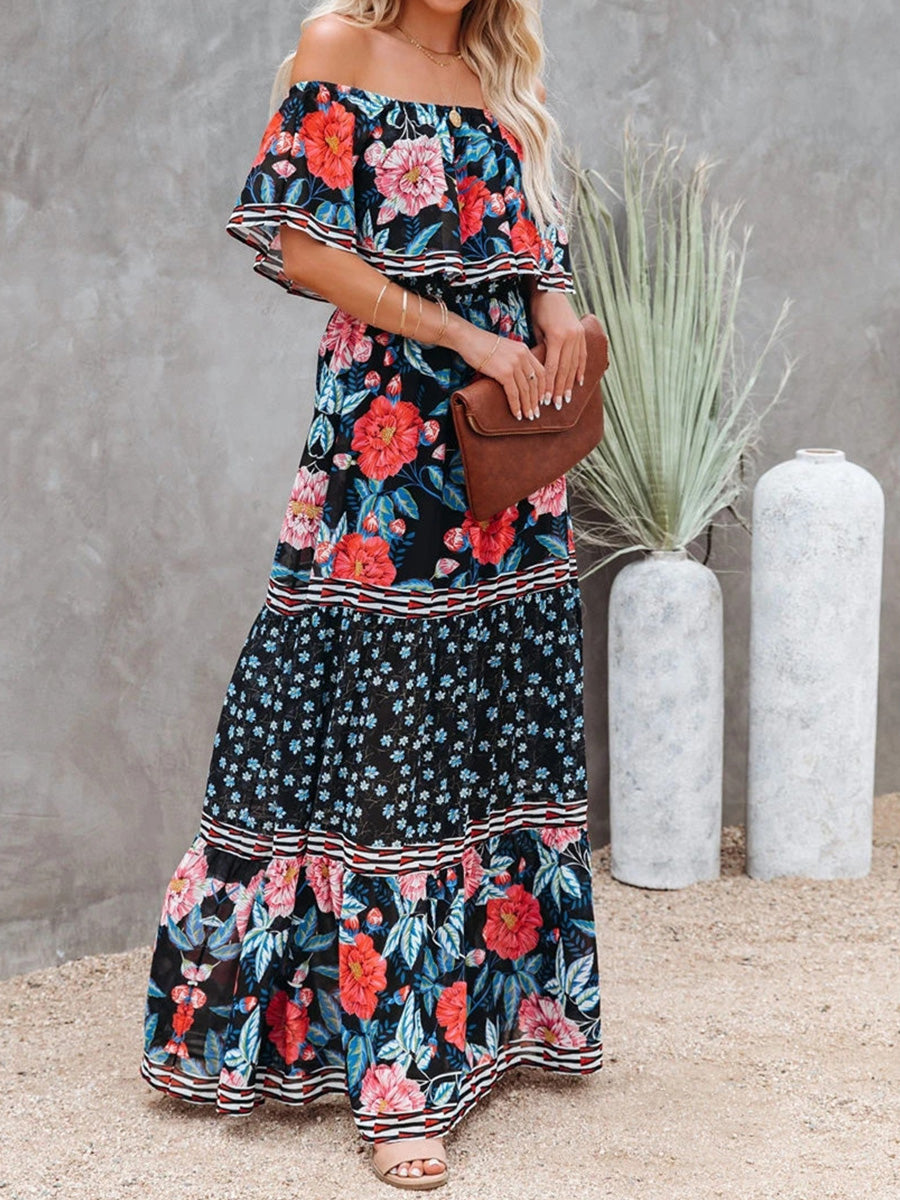 Printed long swing dress