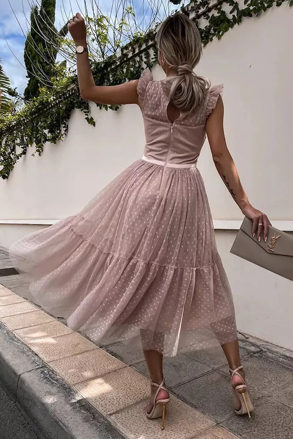 All The Romance Bow Tie Lace Midi Dress