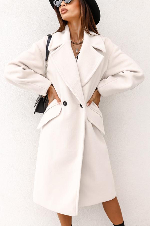 Solid Color Lapel Coat