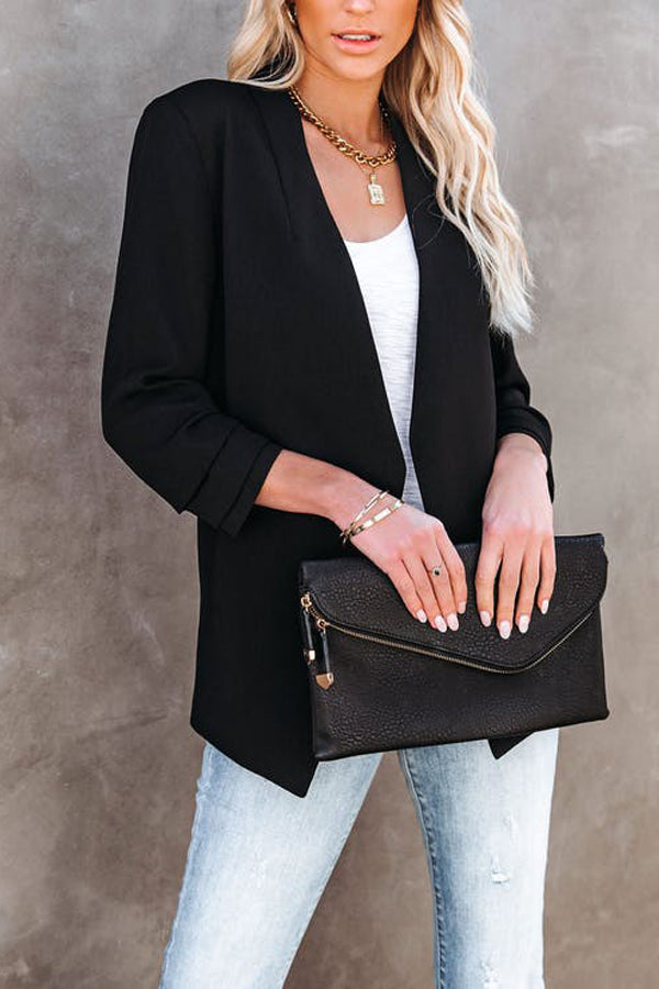 Solid Pocket Suit Coat