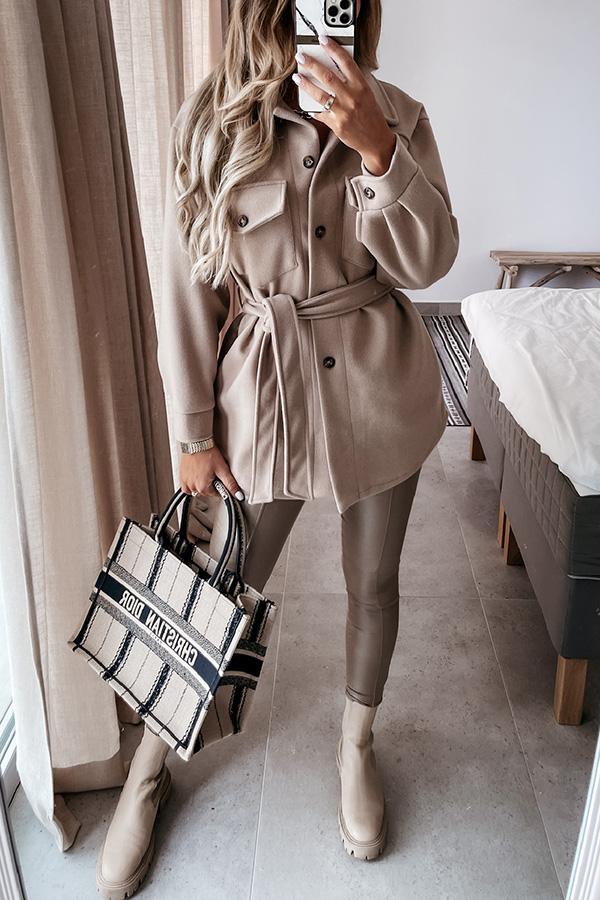 Meet You Outside Tie Front Pocketed Coat