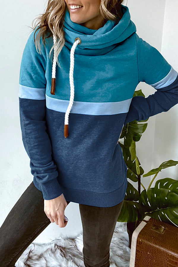 It's My Life Colorblock Turtleneck Hooded