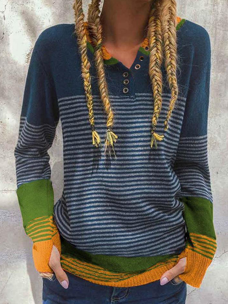 Stylish Striped Long Sleeve Sweater