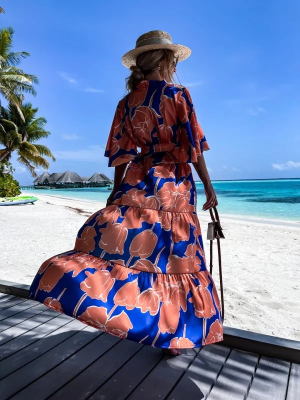 Printed Cute Casual Loose Middle Sleeve Beach Skirt