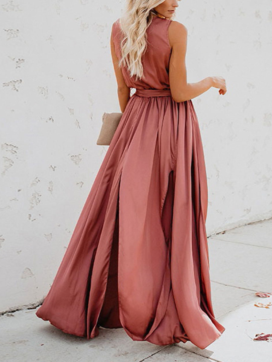 Solid Bohemian Split Dress