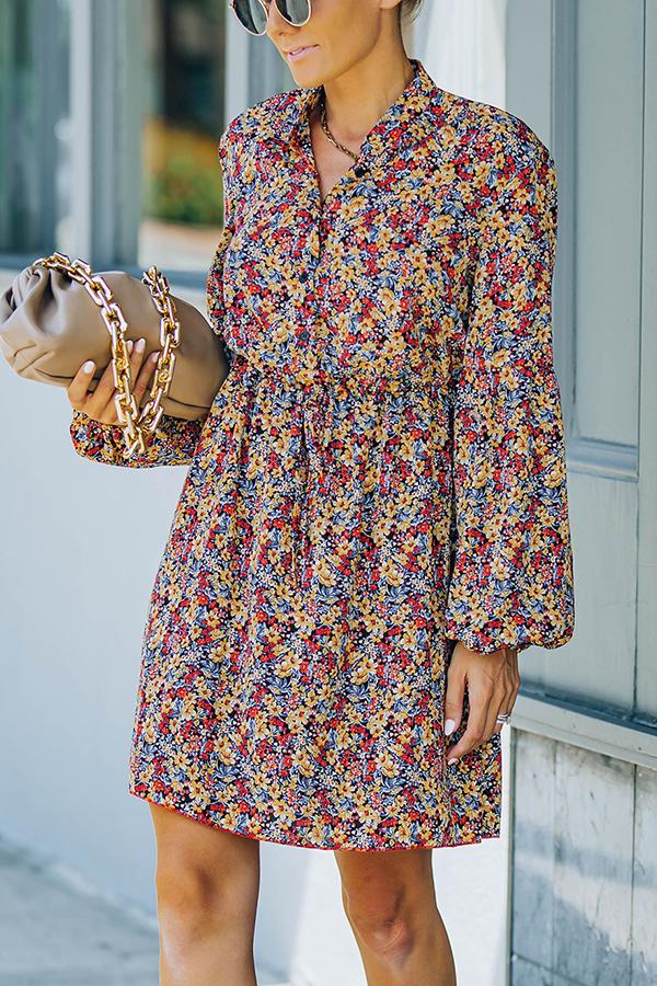 Printed Button Down Mini Dress