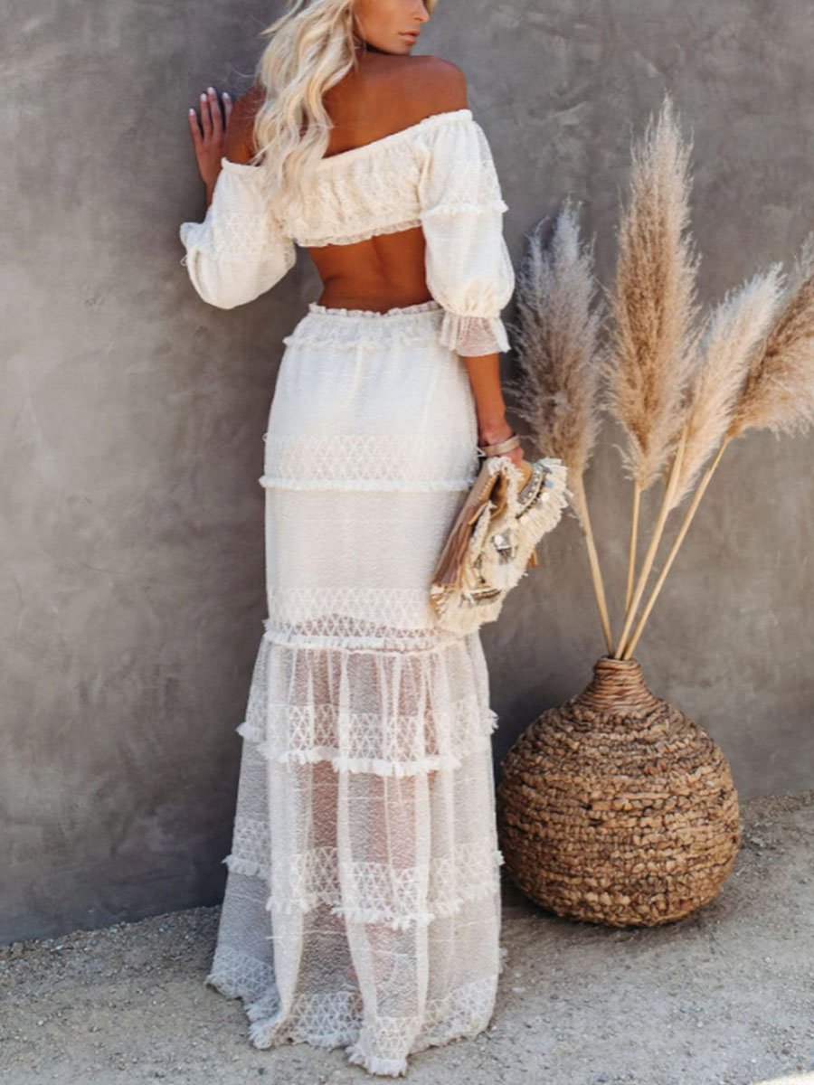 Open Waist Lace Patchwork Dress