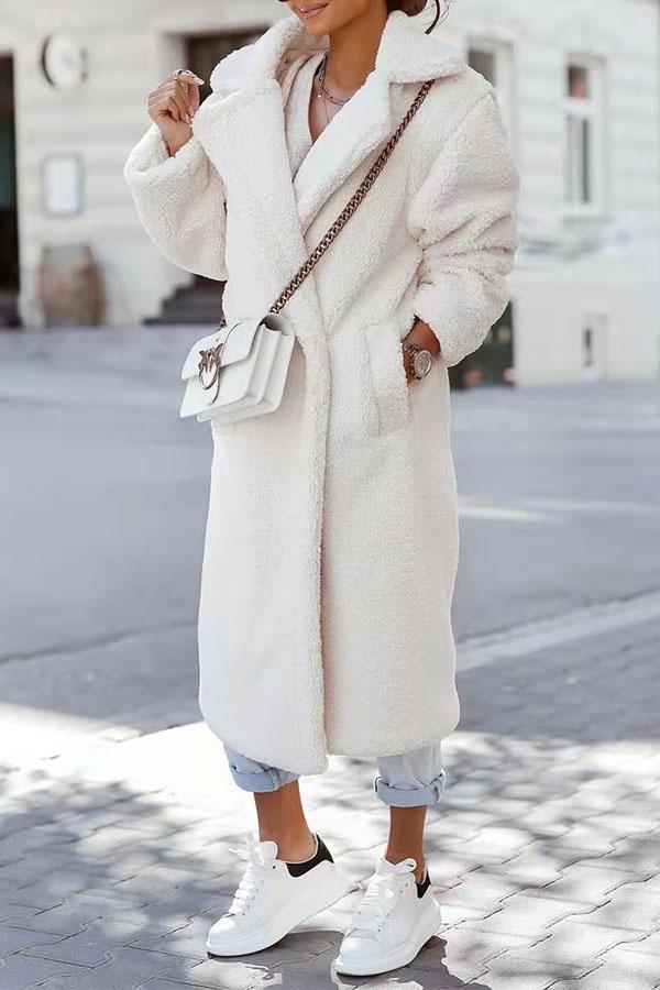 Solid Color Button Up Teddy Coat