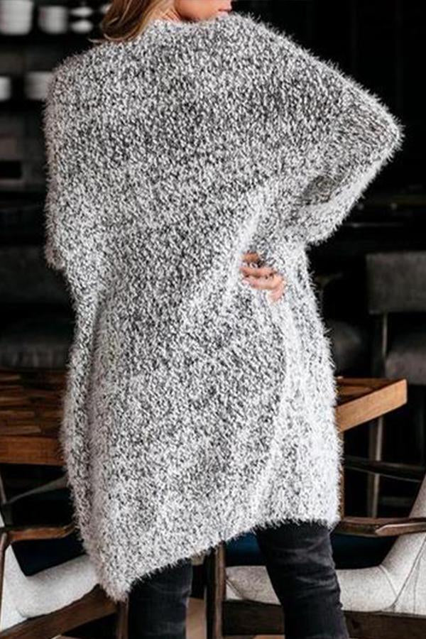Pocketed Fuzzy Knit Cardigan