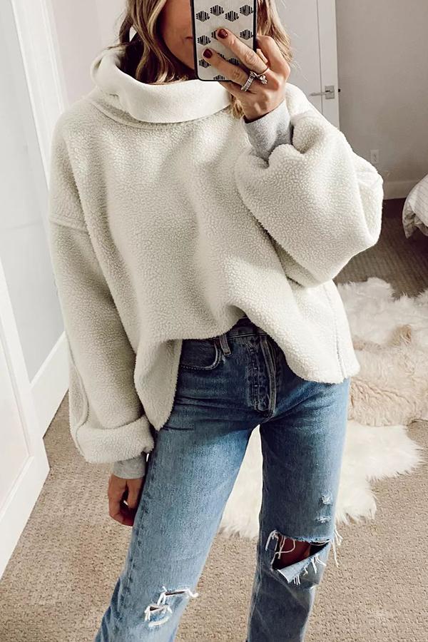Funnel Neck Sherpa Sweatshirt