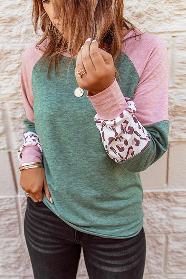 Living My Best Style Leopard Colorblock Tee