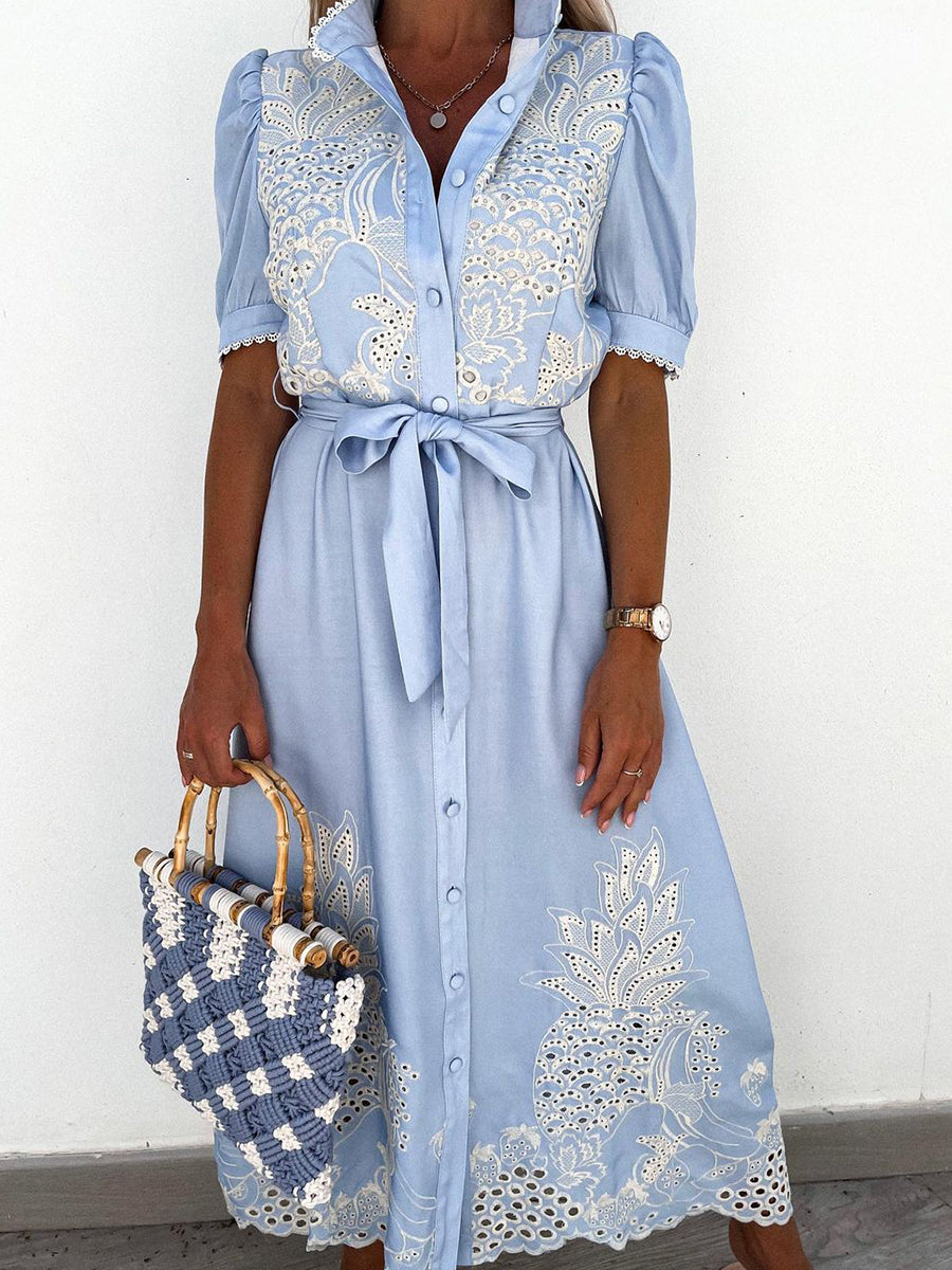 Cut Out Short Sleeve Swing Dress