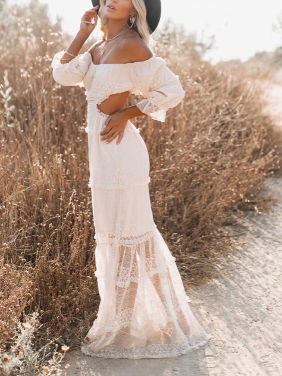 Open Waist Lace Patchwork Dress