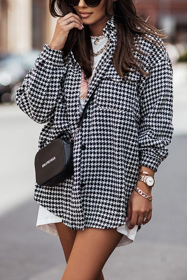 Houndstooth Shirt Jacket