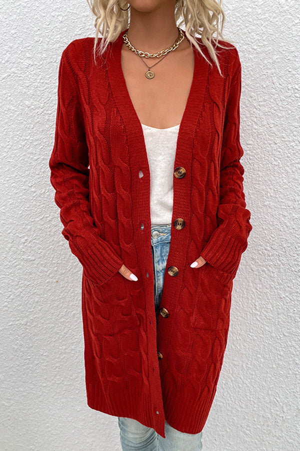 Cable Knitted Button Sweaters Cardigans