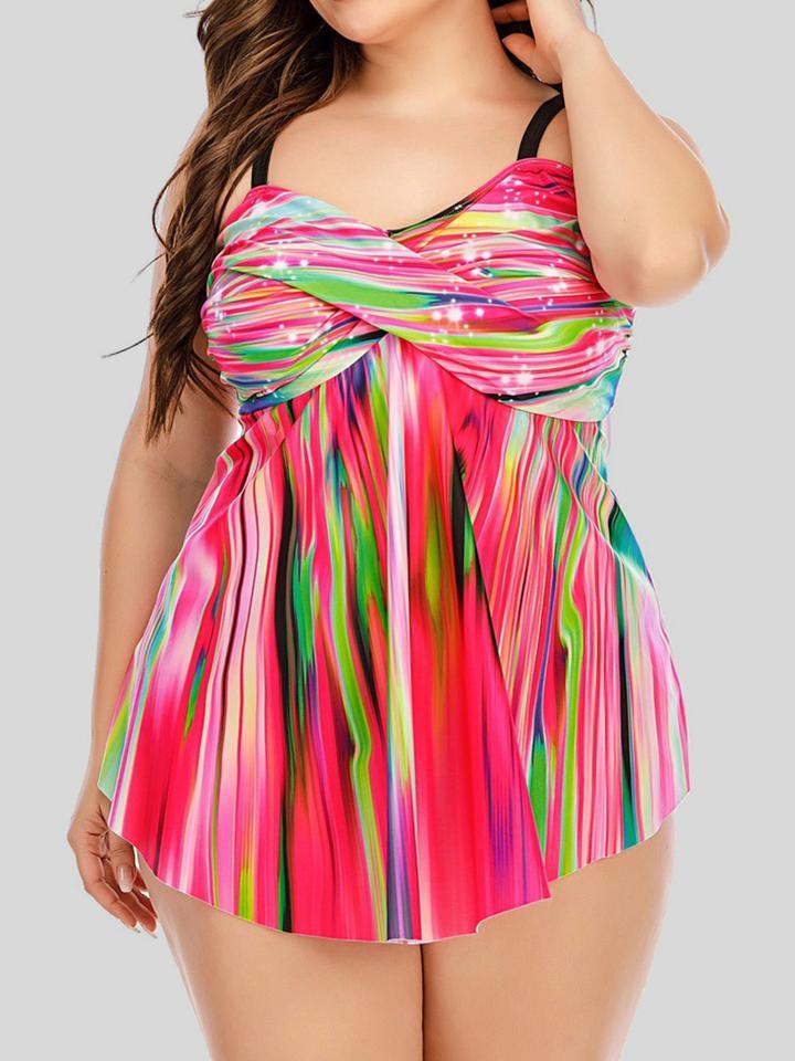 Print Patchwork Rose Red Swimdress