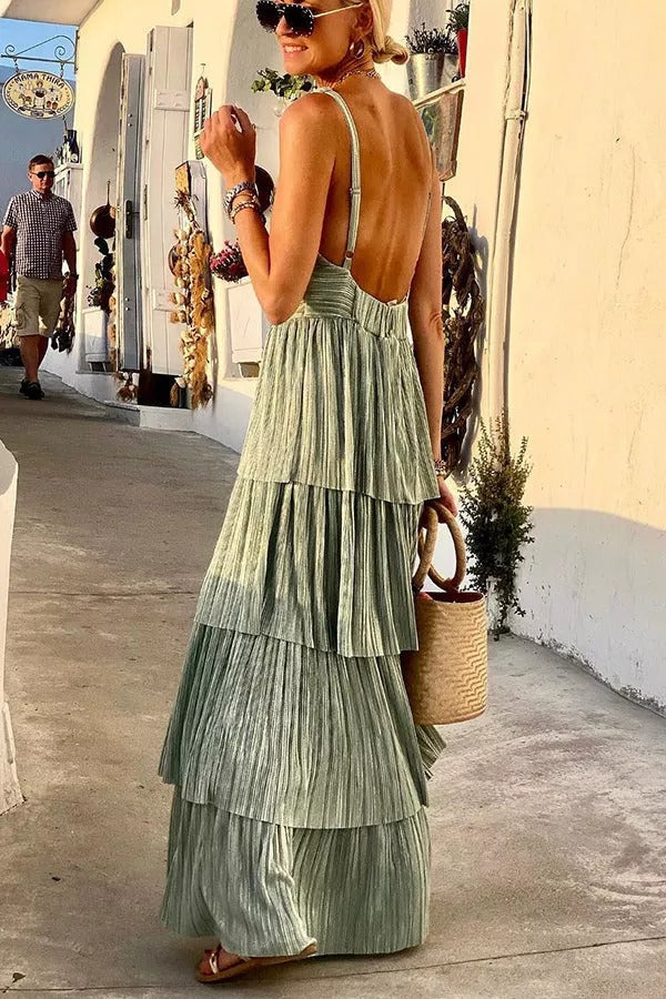 Darling Muse Shimmer Tiered Maxi Dress