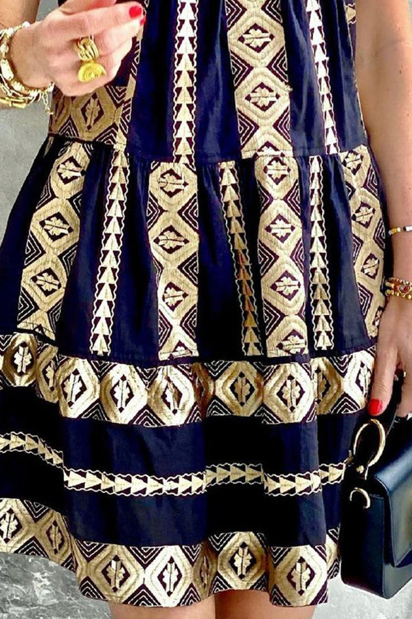 Printed Sleeveless Holiday Dress