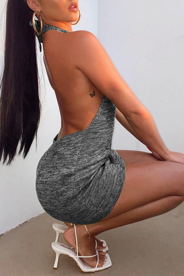 Vacation Package Hip Backless Camisole Sweater Dress