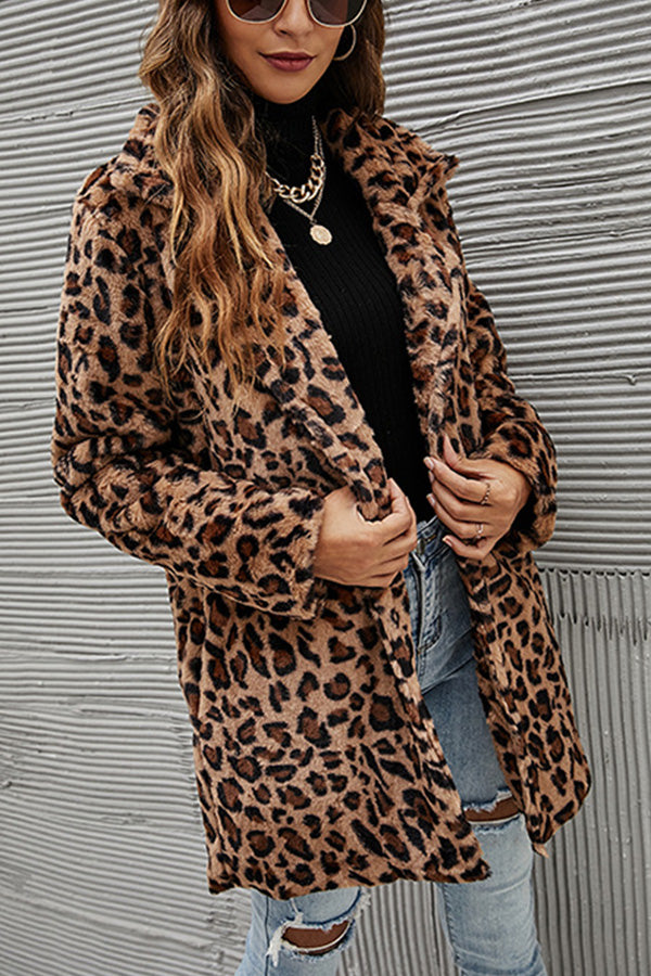 Long Sleeves Leopard Blend Coats