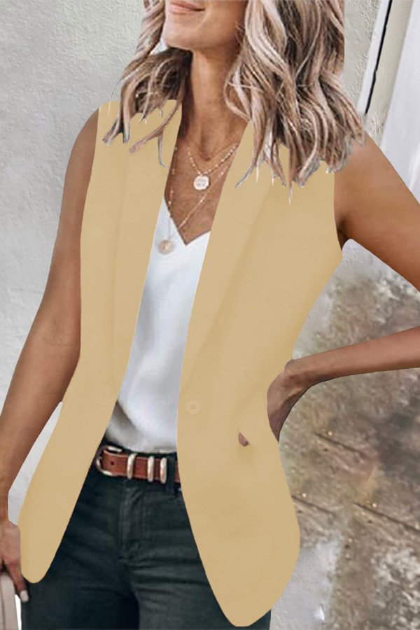 Solid Color Lapel Vest Blazer