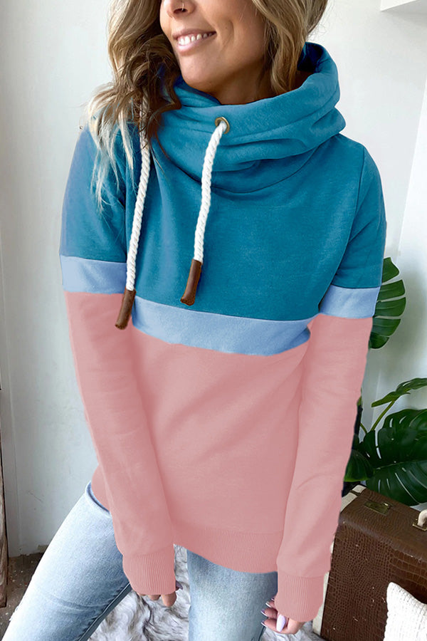 It's My Life Colorblock Turtleneck Hooded